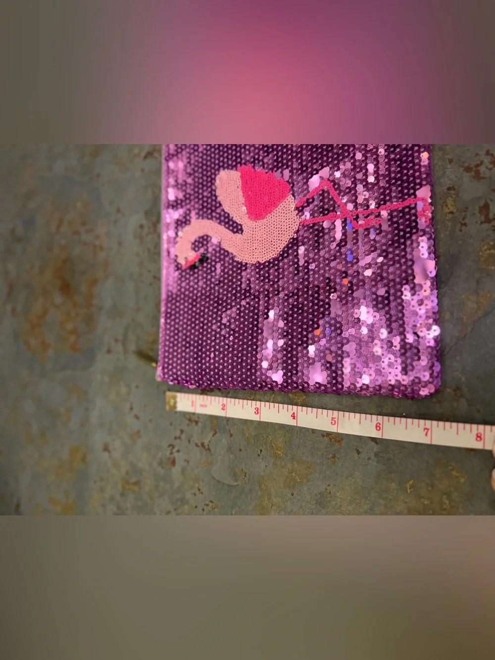 Pink Sequin Flamingo Zip Pouch Tarte Make Up Holder